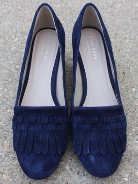 Cole Haan Mabel Grand Marine Blue Suede Pumps Sz 7.5